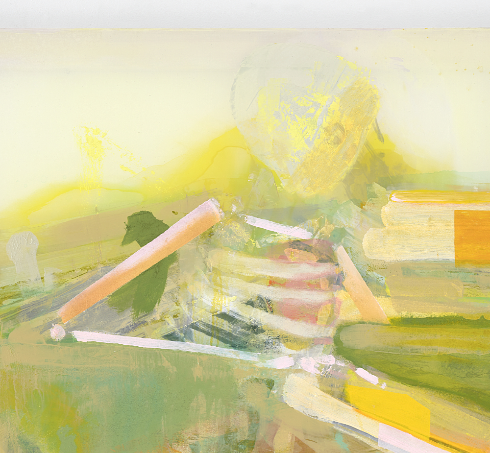detail

Sleeper Rising (2020) 
140 x 120 cm (55 1/8 x 47 1/4 in.) 
Acrylic and mixed media on semitransparent silk