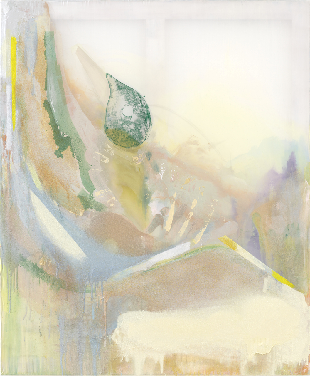 Michael Markwick. Flood (2021)
145 x 120 cm
(57 ³/₃₂ x 47 ¹/₄ in.)
Acrylic and sand on transparent silk