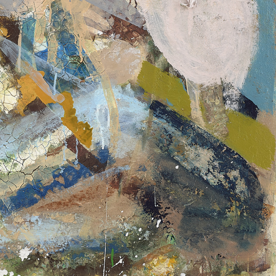 Detail: Dry Mud (2024)
Acrylic, sand, wood, canvas, silk and paper on canvas