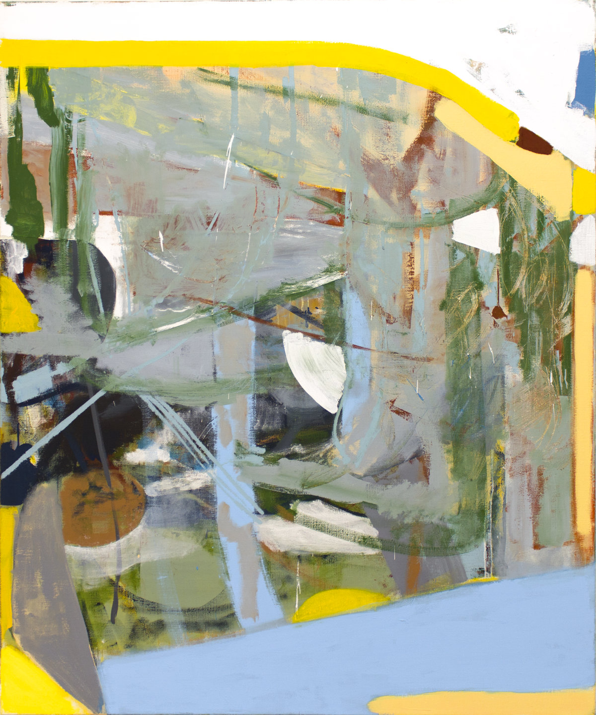 Dark culvert (2016)
180 x 150 cm (70 7/8 x 59 1/16 in)
Collage with pigment and binder on linen
