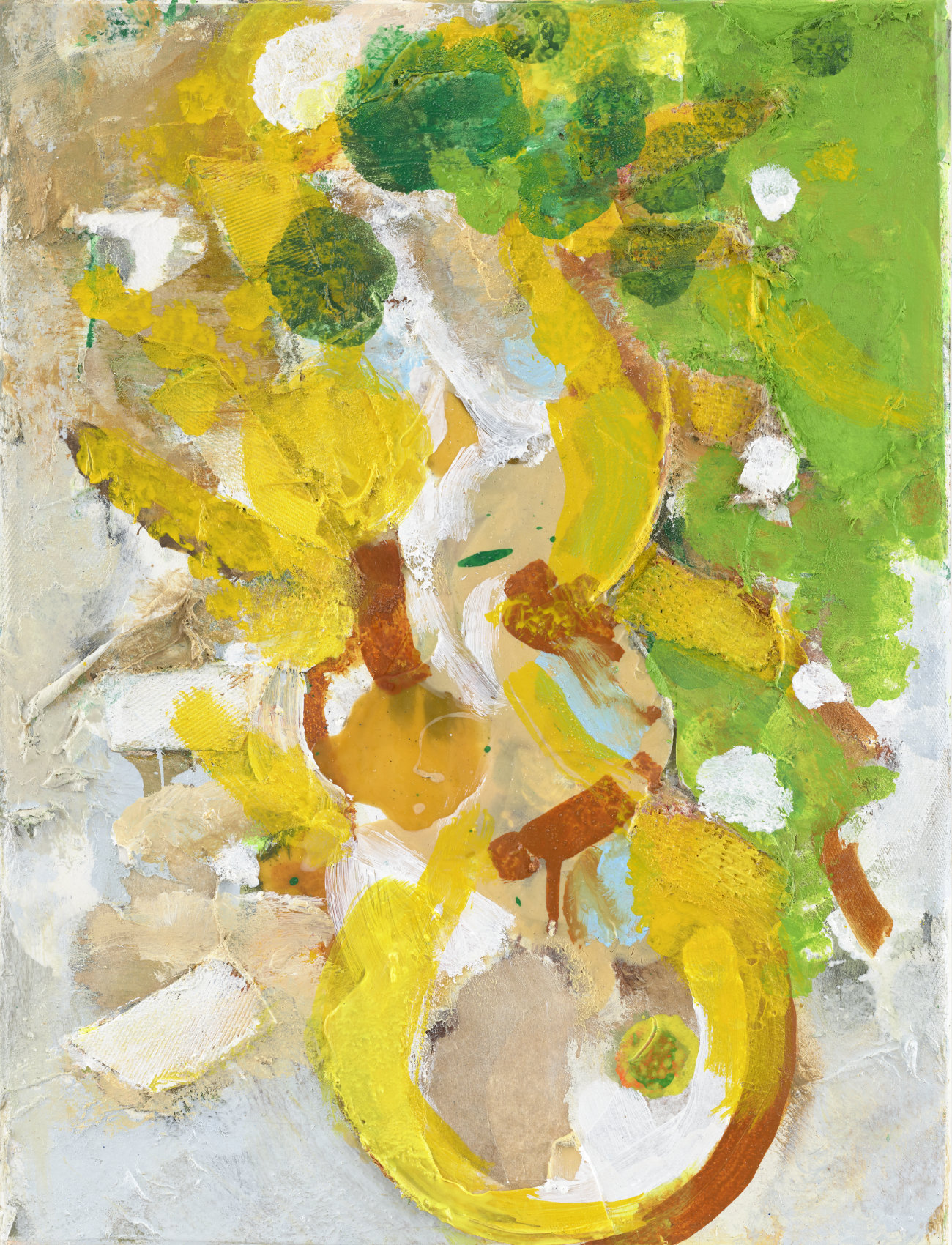 Painting; Live Node (2025) 40 x 30 cm (15 3/4 × 11 13/16 in.) Acrylic and fabric collage on canvas by Michael Markwick 