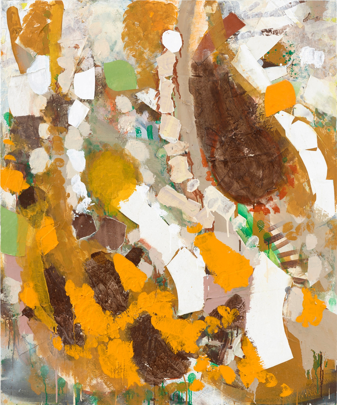 Silent Rebellion ( 2025- 2026 ) 57.1"×47.3" Acrylic, paper, fabric, sand, sawdust, collage on canvas.